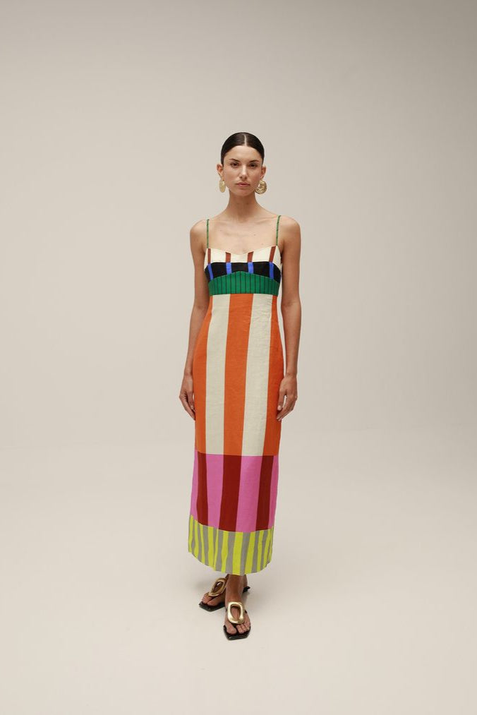 LILY COLOR-BLOCK MAXI DRESS