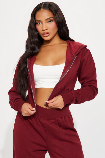 AURORA BURGUNDY FLEECE LOUNGE SET
