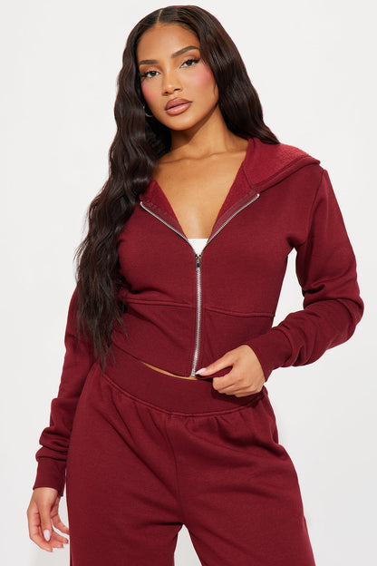 AURORA BURGUNDY FLEECE LOUNGE SET