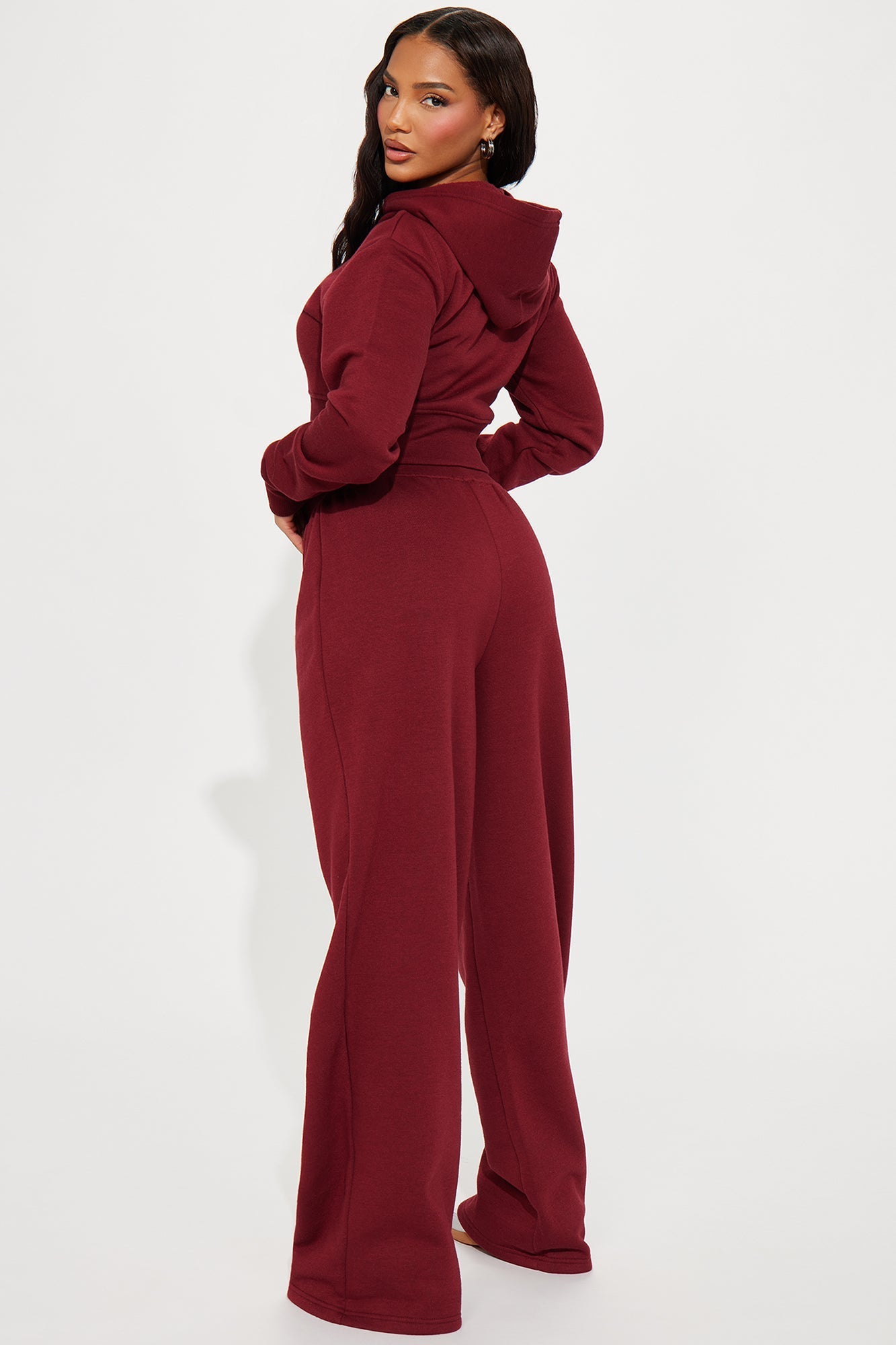 AURORA BURGUNDY FLEECE LOUNGE SET