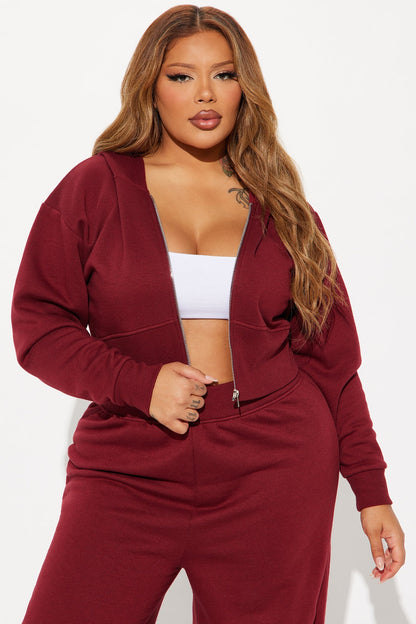 AURORA BURGUNDY FLEECE LOUNGE SET