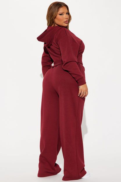 AURORA BURGUNDY FLEECE LOUNGE SET