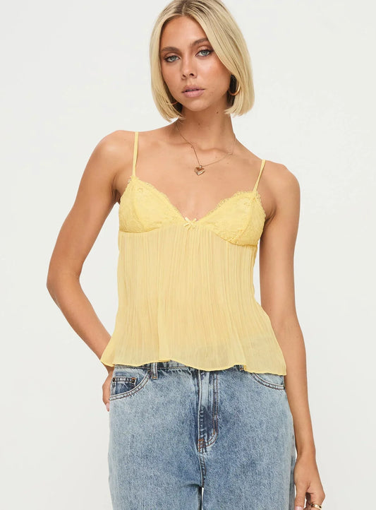 SOLEA LACE PLEATED TOP