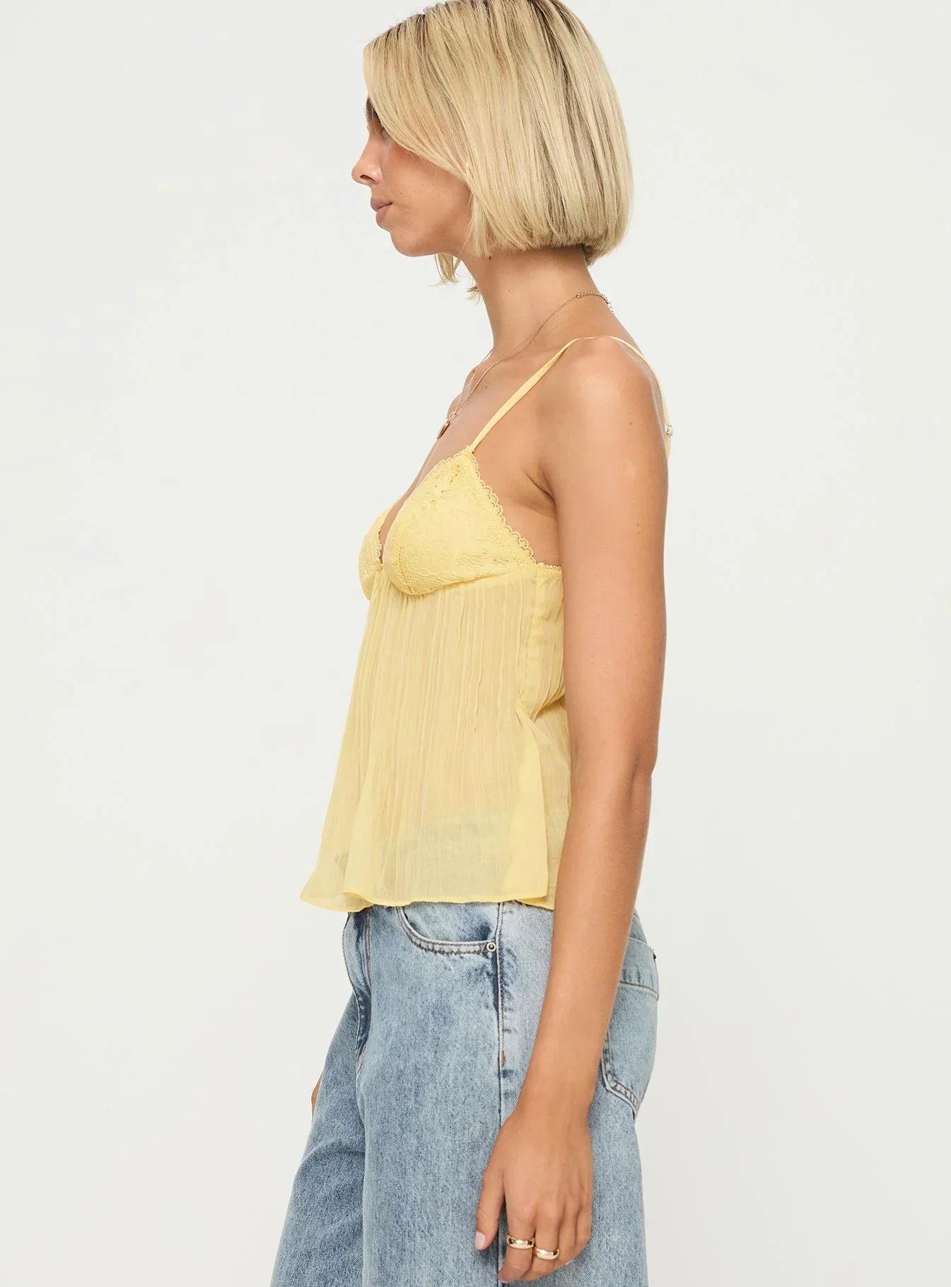 SOLEA LACE PLEATED TOP