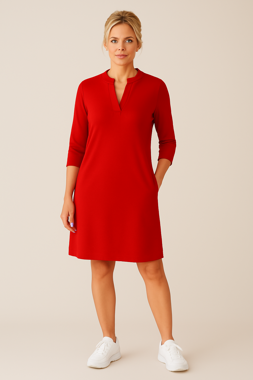ELINOR ELEGANT V-NECK SLIP DRESS