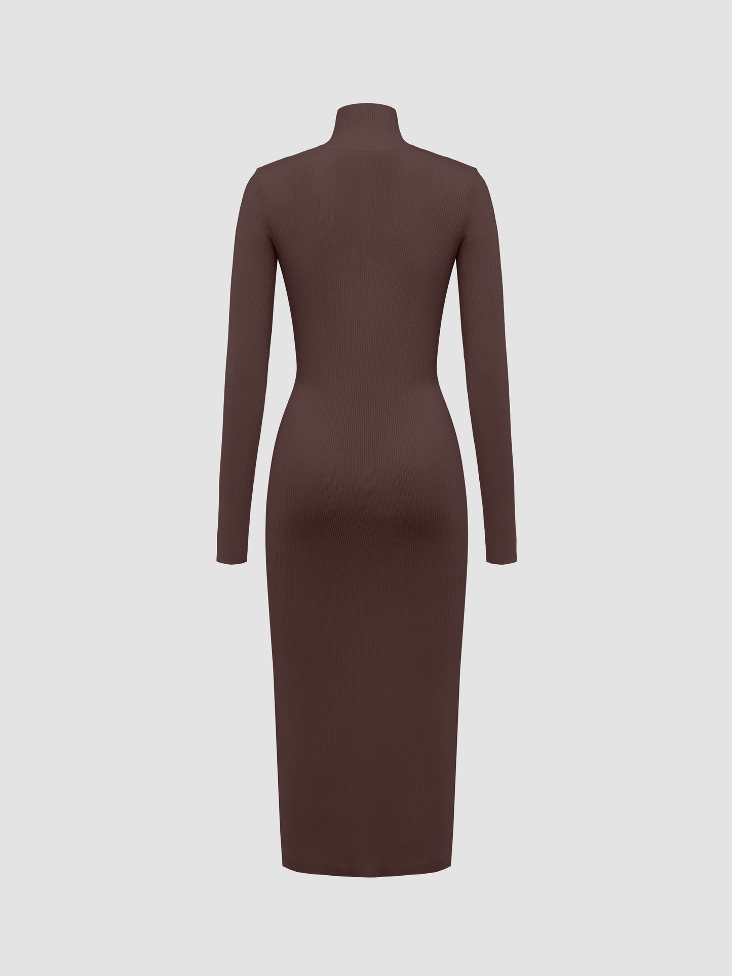 High Neck Long Sleeve Midi Dress
