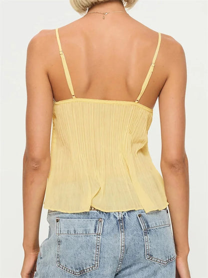 SOLEA LACE PLEATED TOP