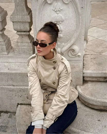 AURELIA DOUBLE-BREASTED SHORT TRENCH COAT