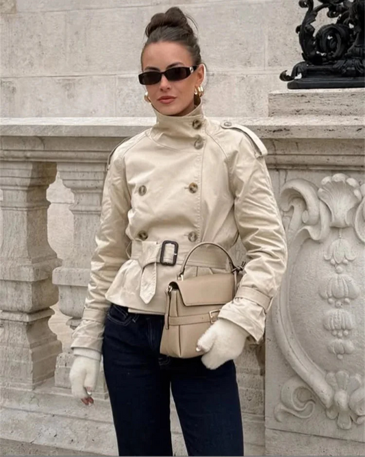 AURELIA DOUBLE-BREASTED SHORT TRENCH COAT