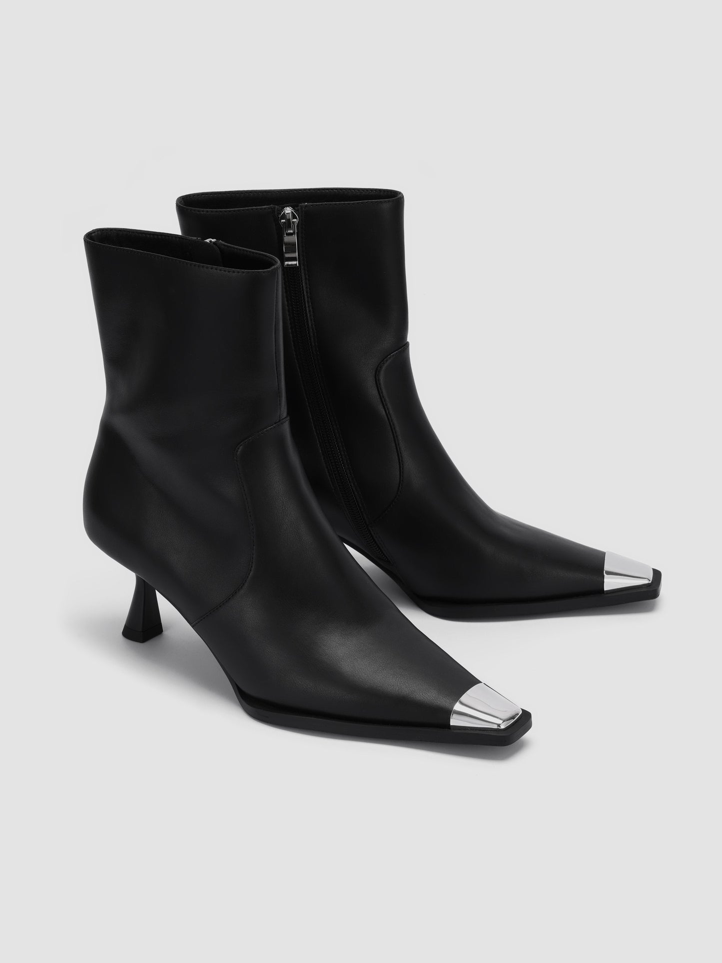 Pointed Toe Faux Leather Ankle Boots